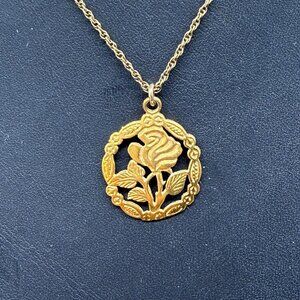 925 Sterling Silver floral Pendant 1/20 14k Gold Filled NBJ Chain Necklace